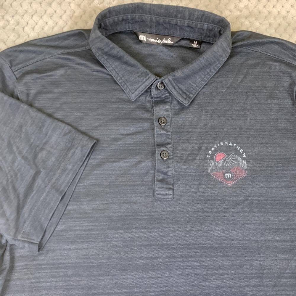 TravisMathew Golf Polo Mens M Heather Gray Graphic Short Sleeve 1MX242